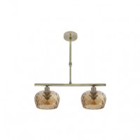 Distribuidor - Lâmpadas Diversas | Lâmpadas Modernas | LAMPARA ESTELA 2XE14 CUERO REGX41X13 CM C/TULIPAS CRISTAL TALLADO AMBAR Ref: 196852014